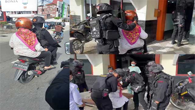 Personel Satbrimobda Riau Bantu IRT Korban Tabrak Lari  saat Patroli Strong Point