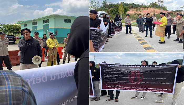 Puluhan Mahasiswa Gelar Aksi Tuntut Penutupan HW Live House di Pekanbaru
