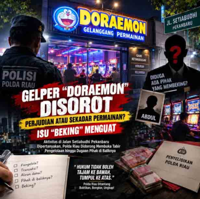 Gelper “Doraemon” Disorot, Dugaan Perjudian dan Isu “Beking” Mengemuka di Pekanbaru