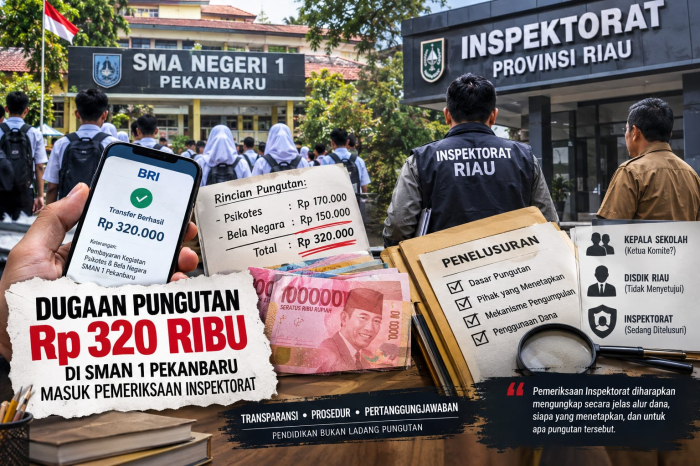 Dugaan Pungutan Rp320 Ribu di SMAN 1 Pekanbaru Masuk Pemeriksaan Inspektorat