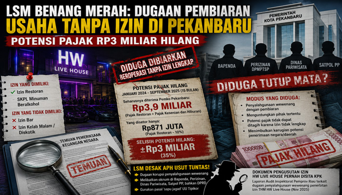 Diduga Ada Pembiaran THM Tanpa Izin, LSM Sebut Potensi Pajak Rp3 Miliar Hilang dari Kas Daerah