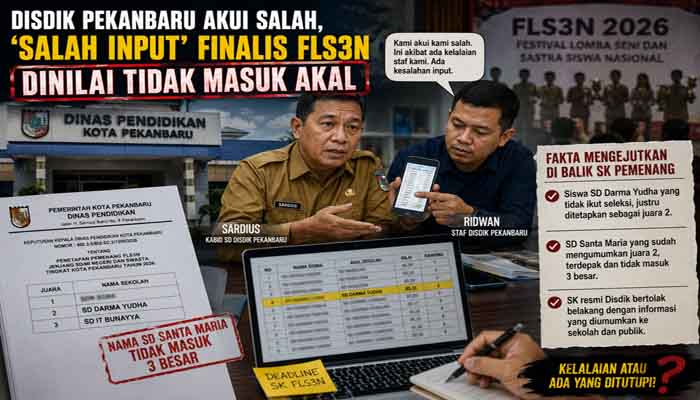 Pengakuan Disdik Pekanbaru Tak Hentikan Tanda Tanya, Dalih "Salah Input" Kasus Finalis FLS3N Dinilai Janggal